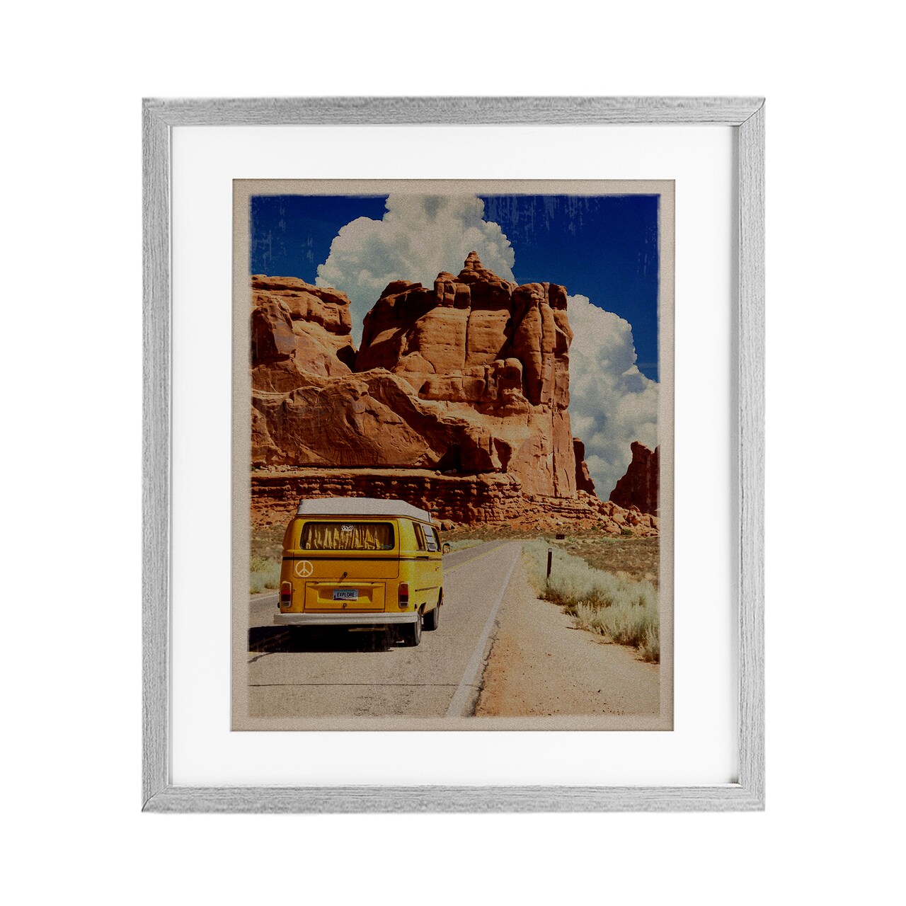 Stupell Industries Retro Desert Adventure Framed Print Under Glass, design by Old Red Truck